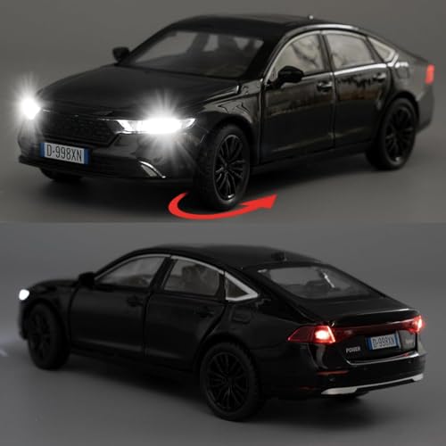 FEXXA 1:32 Scale Hon da Accord Die-Cast Metal Car with Sport car Openable Doors Light and Sound,Pull Back Function Indoor Outdoor Toy for Kids (Black) - Image 2