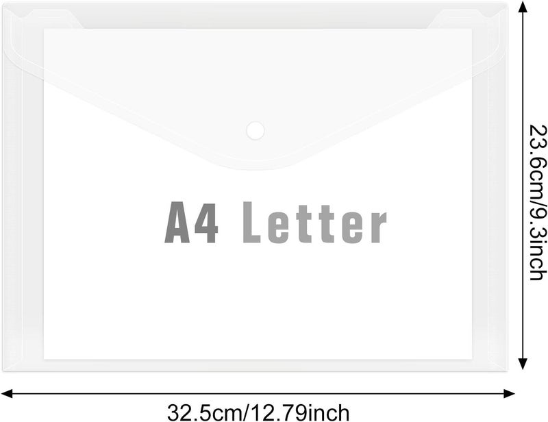 EOOUT 30pcs Clear Reusable Poly Envelopes with Snap Button, A4 Size - Image 2