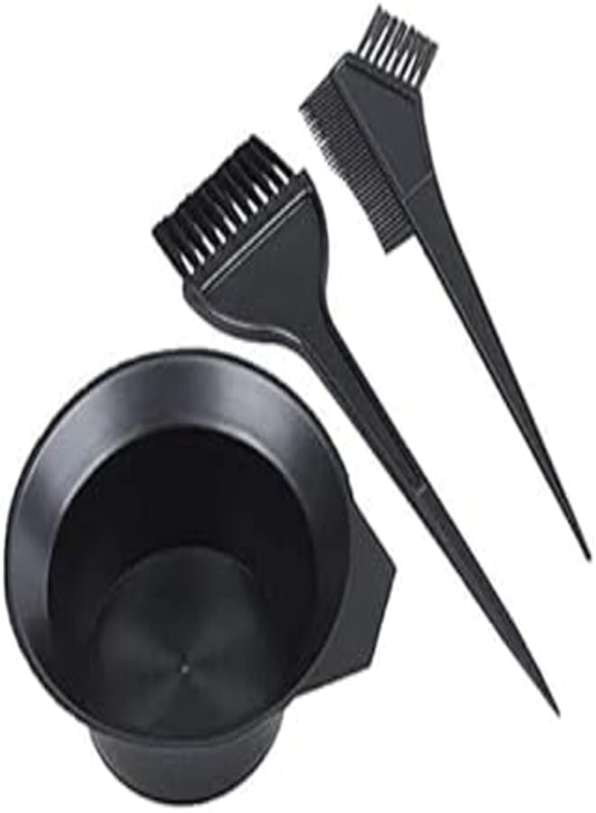 SOLDOUT™ 3 PCS Hair Dye Colouring Brush Comb Black Plastic Mixing Bowl Barber Salon Tint Hairdressing Brush Kit (Black, Pack of 3)