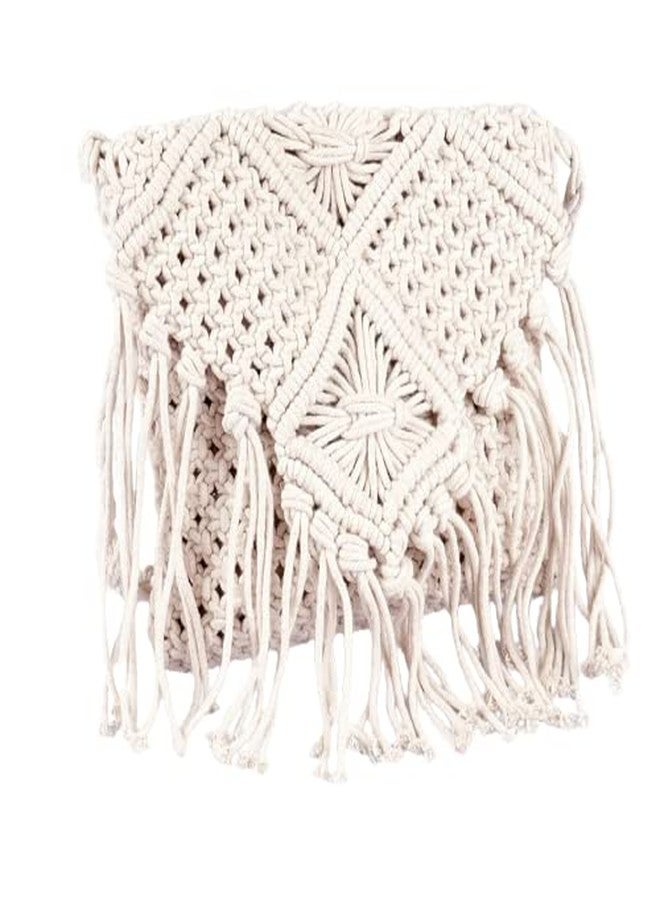COTTONCUBE Sling bag for Women Handmade Purse for girls crochet macrame fashionable zip Closure Handbag Clutch (White) - Image 1