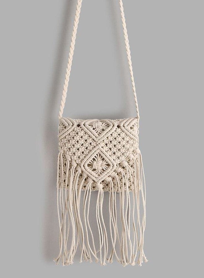 COTTONCUBE Sling bag for Women Handmade Purse for girls crochet macrame fashionable zip Closure Handbag Clutch (White) - Image 5