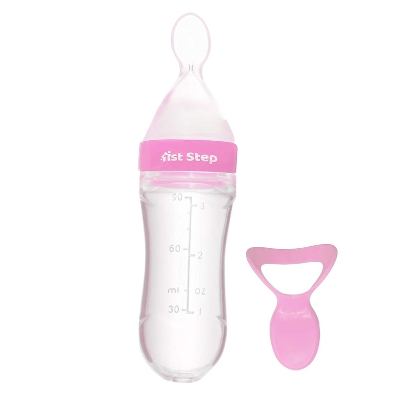1st Step Squeezy Food Feeder - 90ml (Pink) - Image 1