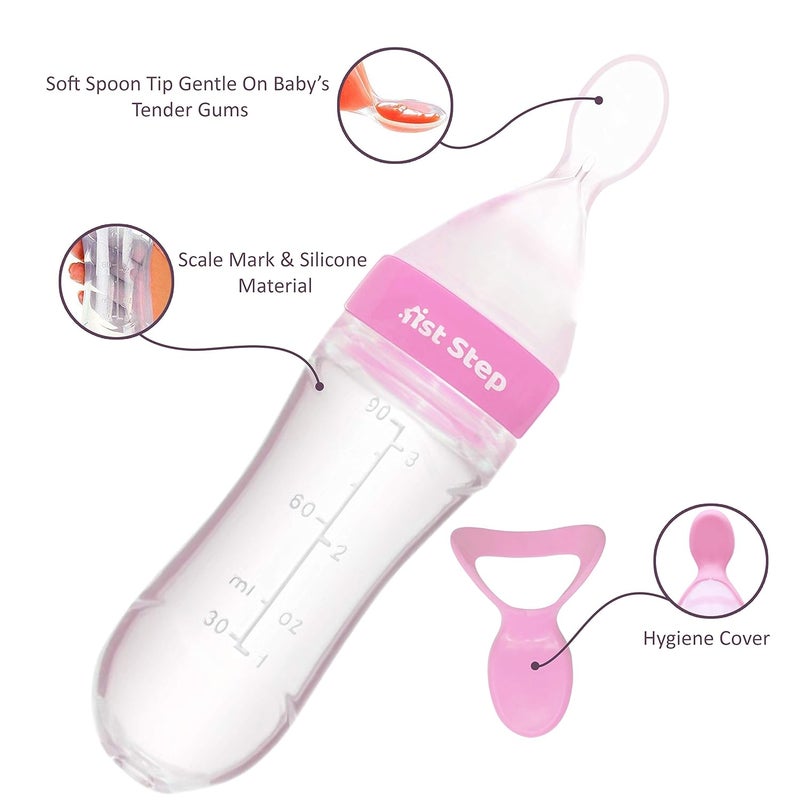 1st Step Squeezy Food Feeder - 90ml (Pink) - Image 2