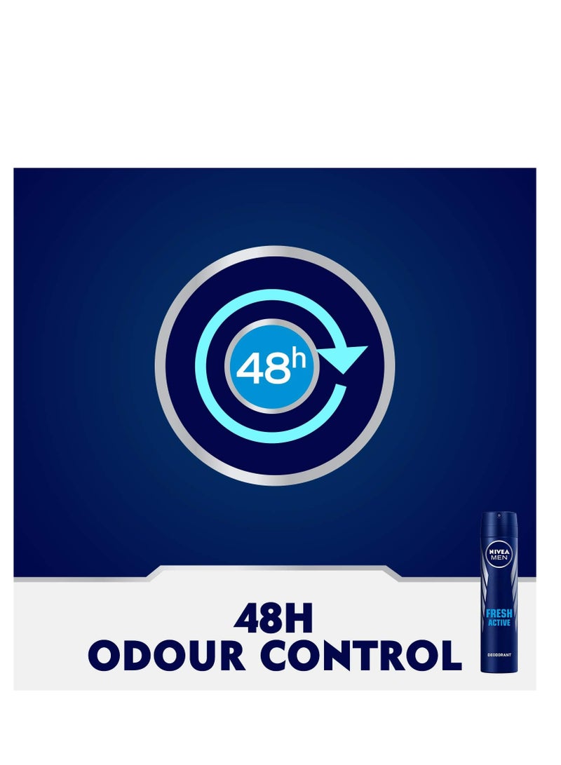 نيفيا مين 3 عبوات مزيل العرق فريش إيكتيف انتعاش يدوم 48 ساعة 150 مل - Image 2