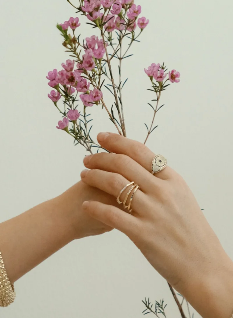 ايمي دبي Ring eye w/colorful stones rose gold