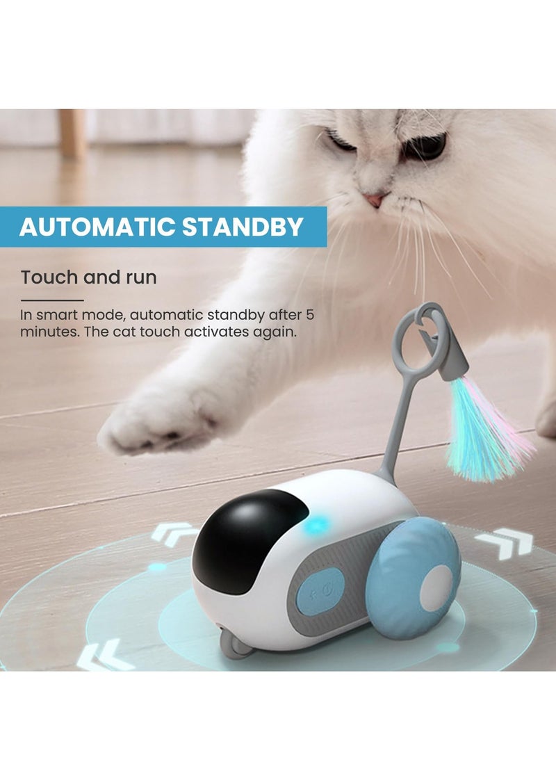 Necomi - Remote Control Cat Toy,Upgraded Interactive Cat Toys for Indoor Cats,Smart Cat Toy Car with Feathers,Cat Mouse Toys,rc Interactive Cat Toy Self Play,USB Rechargeable（Blue） - Image 1