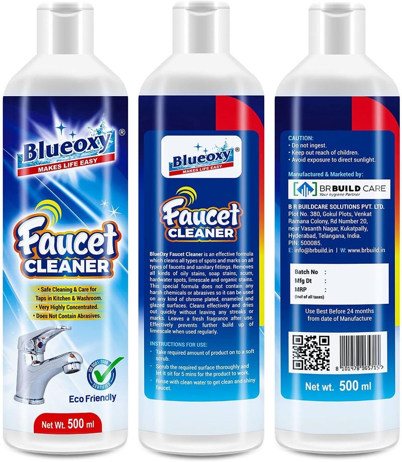 BLUEOXY Super Concentrated Faucet Cleaner Tap Kitchen - 500 ml | Eco Friendly Stainless Steel Cleaner | Shower Enclosure |(Pack 1) - Image 4