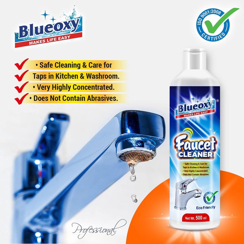 BLUEOXY Super Concentrated Faucet Cleaner Tap Kitchen - 500 ml | Eco Friendly Stainless Steel Cleaner | Shower Enclosure |(Pack 1) - Image 3