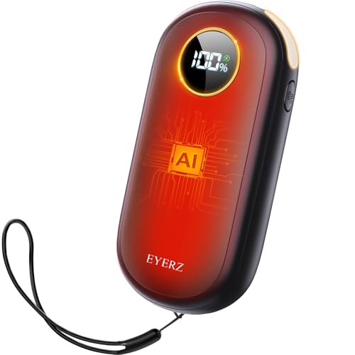 EYERZ Hand Warmers Rechargeable, Dual-Sided Electric Hand Warmers, LED Display, 4 Levels Fast Heat, Portable Heater Handwarmers, Gifts for Men, Women, Christmas, Hunting, Camping (Black 1 Pack) - Image 1
