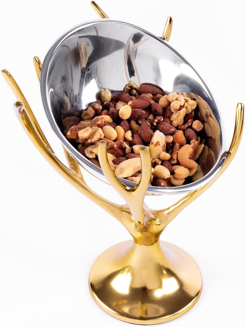 Gute وعاء تقديم مزخرف من النحاس الذهبي مع قاعدة من الألمنيوم لتقديم الفواكه أو كقطعة مركزية على الطاولة أو استخدامها كقطعة ديكور قائمة لحفلات الزفاف 101 × 9 - Image 3