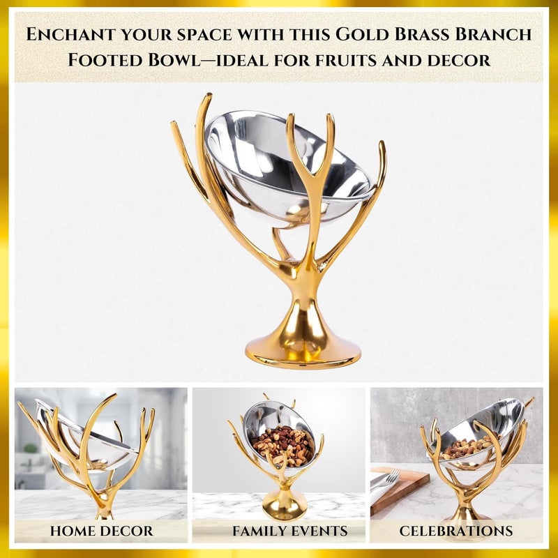 Gute وعاء تقديم مزخرف من النحاس الذهبي مع قاعدة من الألمنيوم لتقديم الفواكه أو كقطعة مركزية على الطاولة أو استخدامها كقطعة ديكور قائمة لحفلات الزفاف 101 × 9 - Image 5