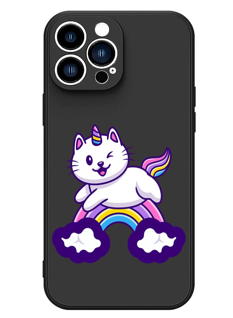 Theodor Protective Slim Fit Case Liquid Silicone Cover with Full Body Protection Anti-Scratch Shockproof Case For iPhone 12 Pro Max Black  - Cute Unicorn - Image 1