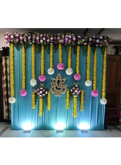 SELLPLUS Sellplus Backdrop Setup for Mehndi haldi Marrige Pooja ganpati Home Decoration Combo of Marigold Strings Set 21 