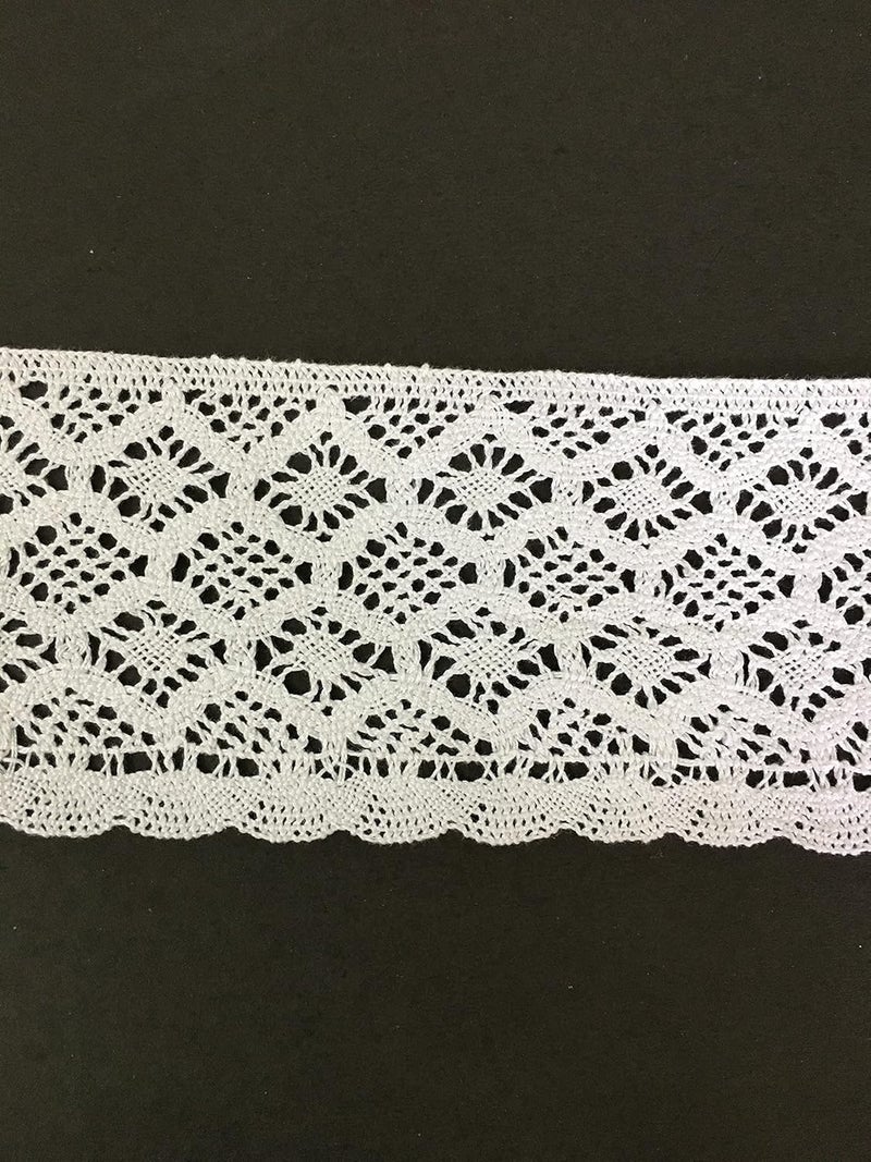 DaSync Sync Very Broad White Crochet 10 Cm Croshia Crosia LaceBorder Material For Trims Latkan Hanging Jhallar Tassel Embroidered Laces Applique Fabric Lace Sewing Supplies Cotton Work Lace 9 Metre - Image 3