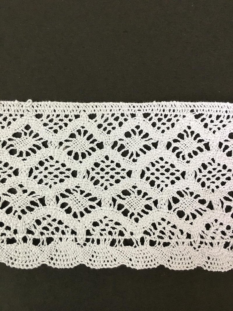 DaSync Sync Very Broad White Crochet 10 Cm Croshia Crosia LaceBorder Material For Trims Latkan Hanging Jhallar Tassel Embroidered Laces Applique Fabric Lace Sewing Supplies Cotton Work Lace 9 Metre - Image 1