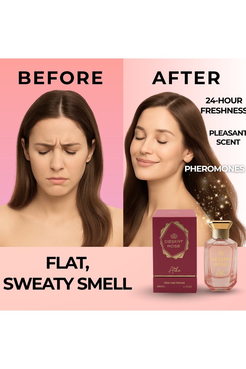 ايكا عطر أيكا 80 مل برائحة ورد الصحراء للنساء، عطر يدوم طويلاً للجسم والشعر، عطر خالٍ من الكحول للنساء بمزيج من زهور ورد الصحراء والفاوانيا والليتشي - Image 5