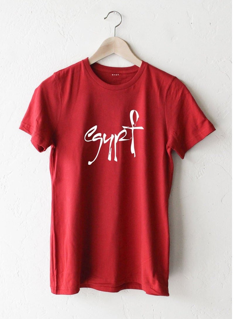 Red T-Shirt for Men and Women with Egyptian Pharaonic Print by Bandaat Store - Image 1
