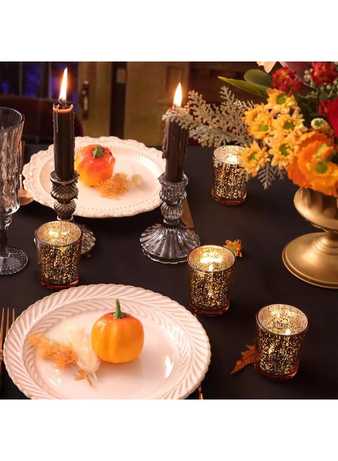 Volens Gold Votive Candle Holders, Mercury Glass Tealight Candle Holder Set of 12 - Image 5