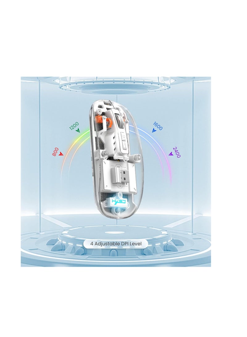 Terabyte Transparent Wireless Mouse 5.1&2.4G Mini Bluetooth Mouse Rechargeable Mute Mouse for Mac,iPad,MacBook,Laptop,PC - Image 2