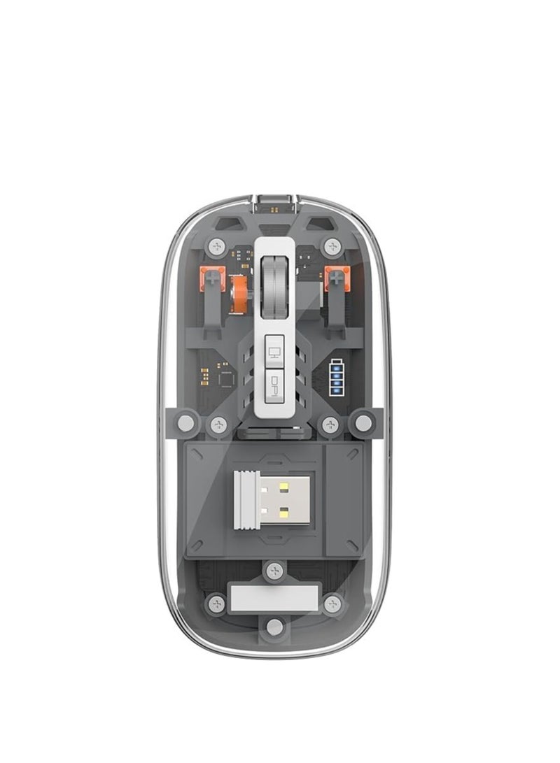 Terabyte Transparent Wireless Mouse 5.1&2.4G Mini Bluetooth Mouse Rechargeable Mute Mouse for Mac,iPad,MacBook,Laptop,PC - Image 4