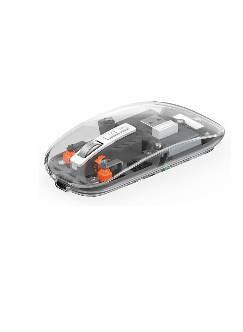 Terabyte Transparent Wireless Mouse 5.1&2.4G Mini Bluetooth Mouse Rechargeable Mute Mouse for Mac,iPad,MacBook,Laptop,PC - Image 5