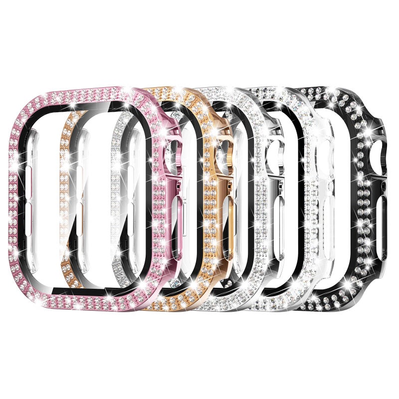 Simpeak 5-Pack Women Bling Screen Protector Case Compatible with Apple Watch 38mm 40mm 41mm 45mm Series 11 42mm 46mm, Screen Case Compatible with iWatch Series 11 10 9 8 7 6 5 4 3 2 1 (46mm) - Image 1