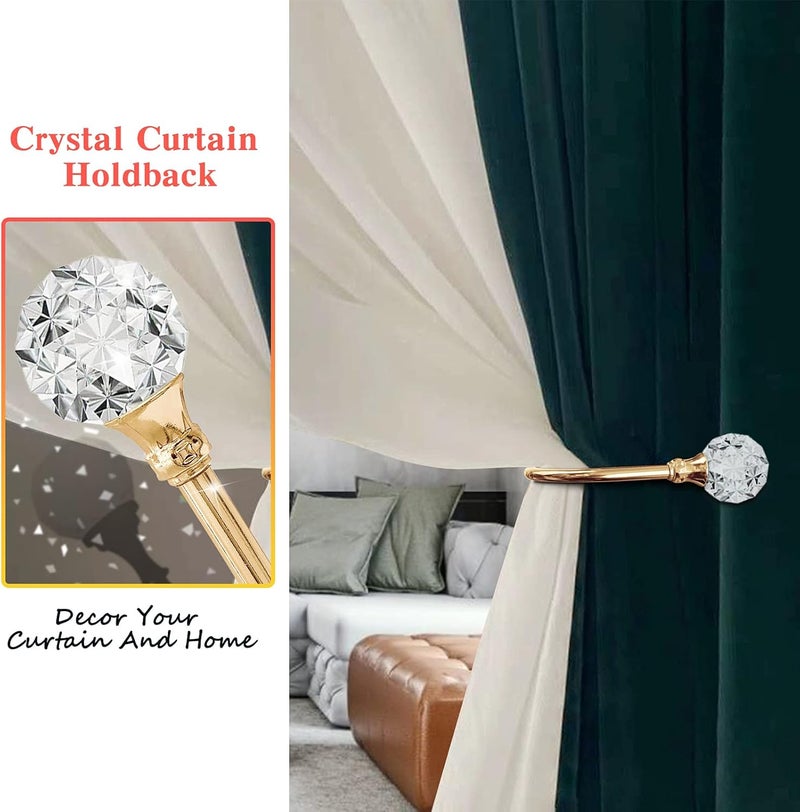 KOLAKO Curtain Holdbacks, Crystal Curtain Tieback Hooks Gold Metal Decorative Drapery Curtain Holder Window Treatment Holdback for Home Office - Image 3