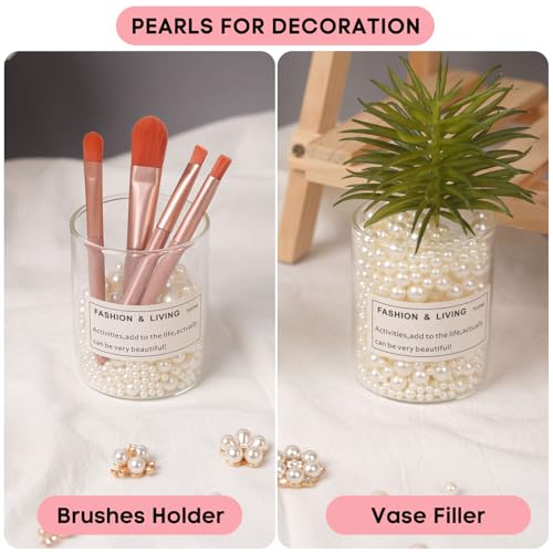 Goensjt 1200pcs 4 Sizes Small ABS Pearl Ivory （No Hole） Elegant Luster, Mini Small Pearls for Crafts, DIY, Vase Filling, Wedding, Birthday Party, Home Decoration (4mm, 6mm, 8mm,10mm) - Image 5