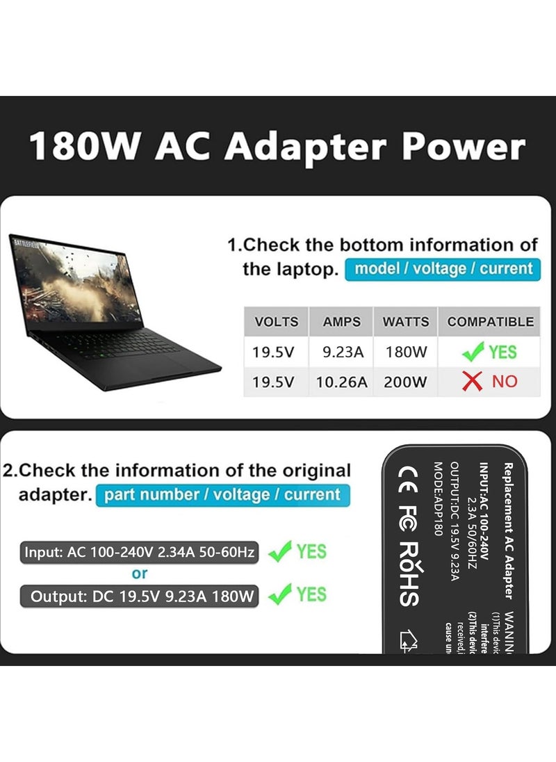 Generic - New 180W 19.5V 9.23A Laptop Charger For ASUS ROG G750JH G750JM G750JS G750JW G750JX G751JL G751JM G752VL G752VM G75VW G75VX G73JH G73JW G73SW Gaming G74SX G53JW G53SW G55VW TUF FX502VM - Image 1