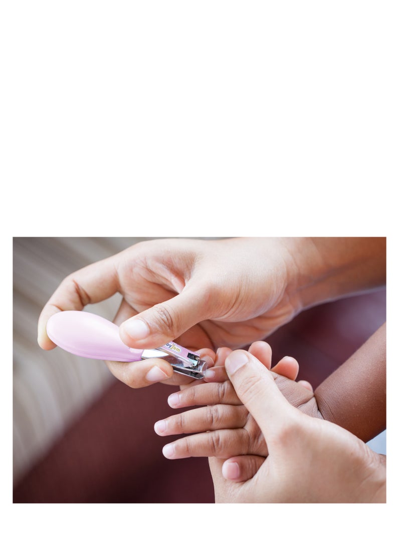 BabyJem مقص أظافر محمول من بيبي جيم للأطفال، أزرق، خالي من BPA، مصنوع من الفولاذ المقاوم للصدأ، بطول آمن، تصميم منحني، سهل الاستخدام، غير سام، صحي، متين، مريح للمواليد الجدد، 0 شهرًا فأكثر، وردي - Image 3
