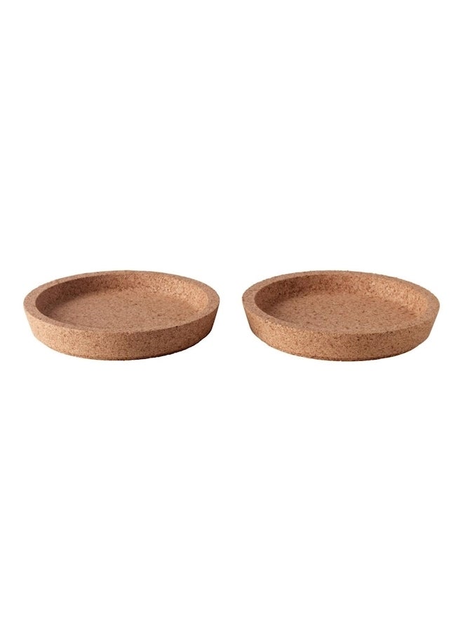 2-Piece Cork Coaster Set Beige 3.5inch 