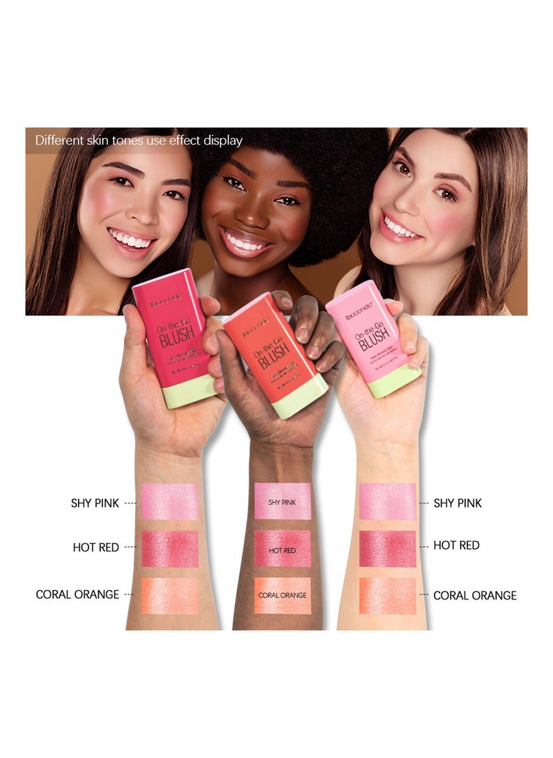 ibcccndc - On-the-Go Blush Stick, Moisturizing Blush Cream, Natural Waterproof Multi-Use Lip Tint and Creamy Blush for Eyes Lips and Cheeks 19G - Image 1