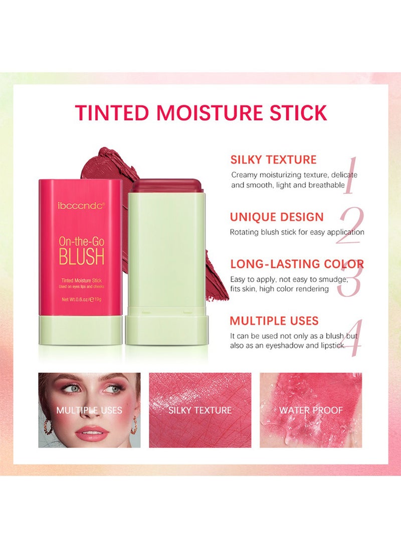 ibcccndc - On-the-Go Blush Stick, Moisturizing Blush Cream, Natural Waterproof Multi-Use Lip Tint and Creamy Blush for Eyes Lips and Cheeks 19G - Image 1