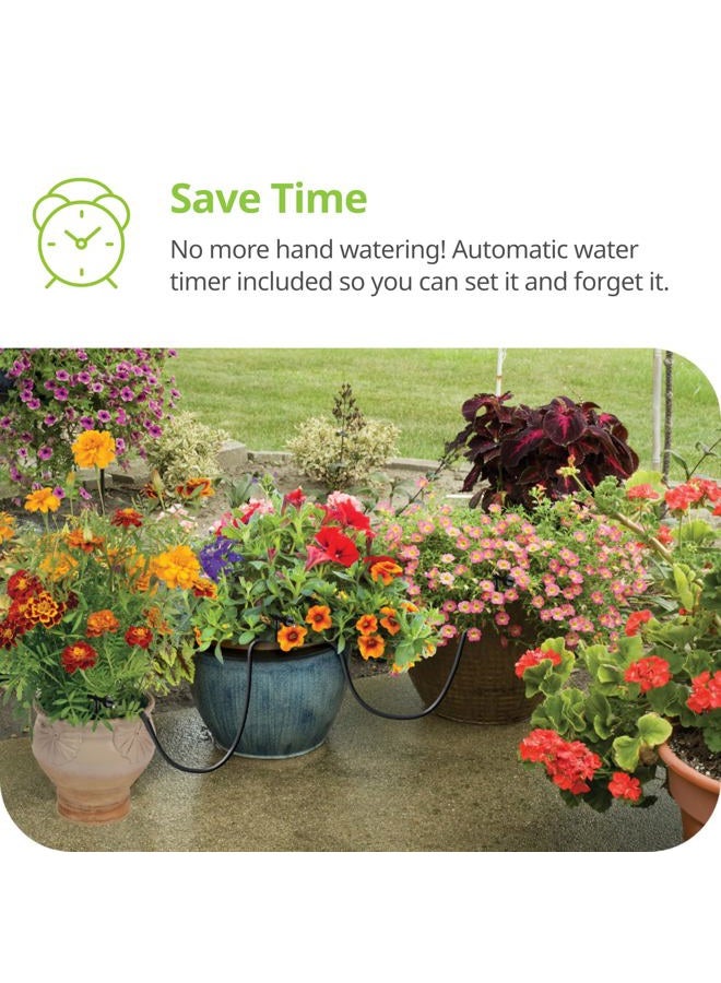 Raindrip R560DP Automatic Drip Irrigation Watering Kit with Customizable Timer for Containers and Hanging Baskets, Waters up to 20 Plants, Includes 20 PC Drippers, Black - Image 4