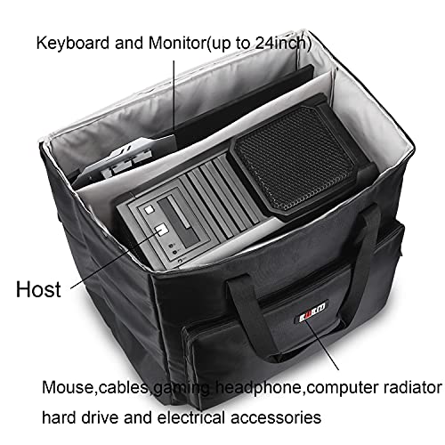 BUBM Desktop Computer Carrying Case, Padded Nylon Carry Tote Bag for Transporting Computer Tower PC Chassis, Keyboard, Cable and Mouse, Desktop Computer+ Monitor Bag, 3 light 24", Travel - Image 2