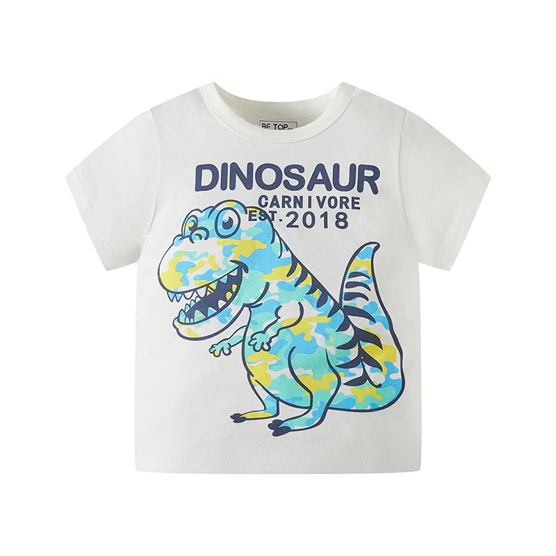 Pure Cotton Kidsren'S Short-Sleeved T-Shirt Boys 2025 Summer Thin Baby Round Neck Half-Sleeved Kidsren'S Clothing Dropshipping - Image 3