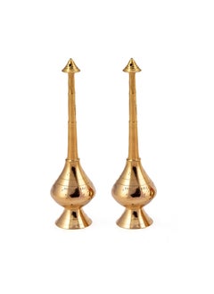 Saubhagya Saubhagya Pure Brass Gulab Pash Rose Water Holy Water and Perfume Sprinklers Gangajal Spray Bottle for PoojaPuja Mandir Temple Gold 10 inches 2 Piece  - Image 1