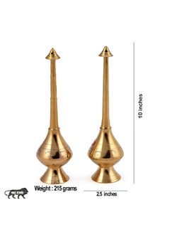 Saubhagya Saubhagya Pure Brass Gulab Pash Rose Water Holy Water and Perfume Sprinklers Gangajal Spray Bottle for PoojaPuja Mandir Temple Gold 10 inches 2 Piece  - Image 4
