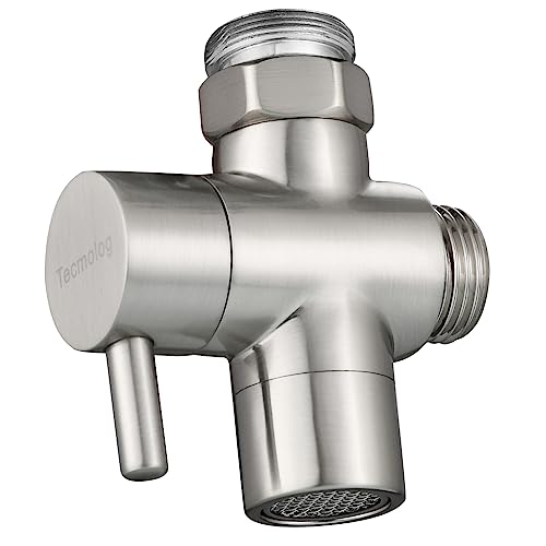 Tecmolog Sink Diverter Brass Faucet Diverter Valve 22mm 3 Way Tap Splitter for Bathroom and Kitchen Faucet Brushed Nickel, SBA021CNA - Image 1