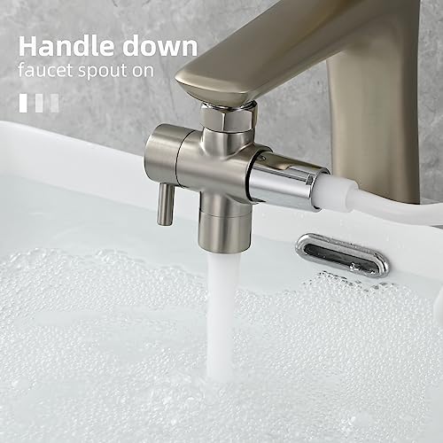 Tecmolog Sink Diverter Brass Faucet Diverter Valve 22mm 3 Way Tap Splitter for Bathroom and Kitchen Faucet Brushed Nickel, SBA021CNA - Image 3