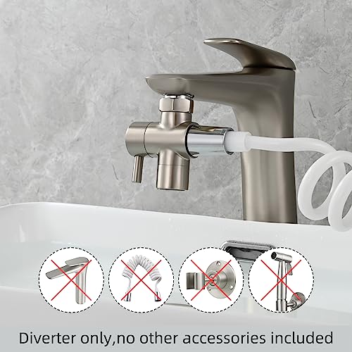 Tecmolog Sink Diverter Brass Faucet Diverter Valve 22mm 3 Way Tap Splitter for Bathroom and Kitchen Faucet Brushed Nickel, SBA021CNA - Image 2