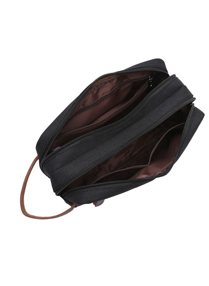 عام حقيبة الحمام للرجال: حقيبة مكياج محمولة ذات طبقتين بسعة كبيرة وتخزين بمظهر جميل ورفيع المستوى. - Image 2