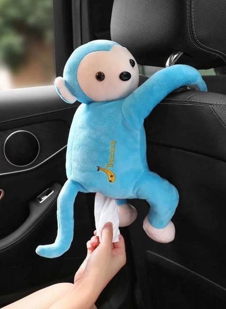 SFMW Car Tissue Box in The Shape of a Light Blue Monkey Doll - Image 2