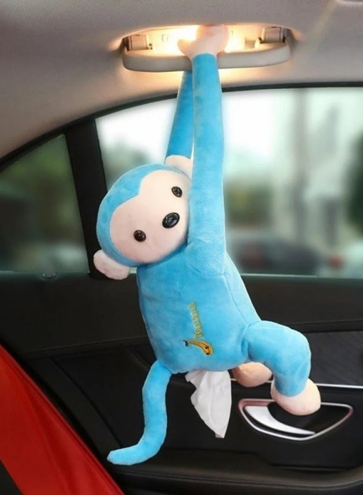 SFMW Car Tissue Box in The Shape of a Light Blue Monkey Doll - Image 3