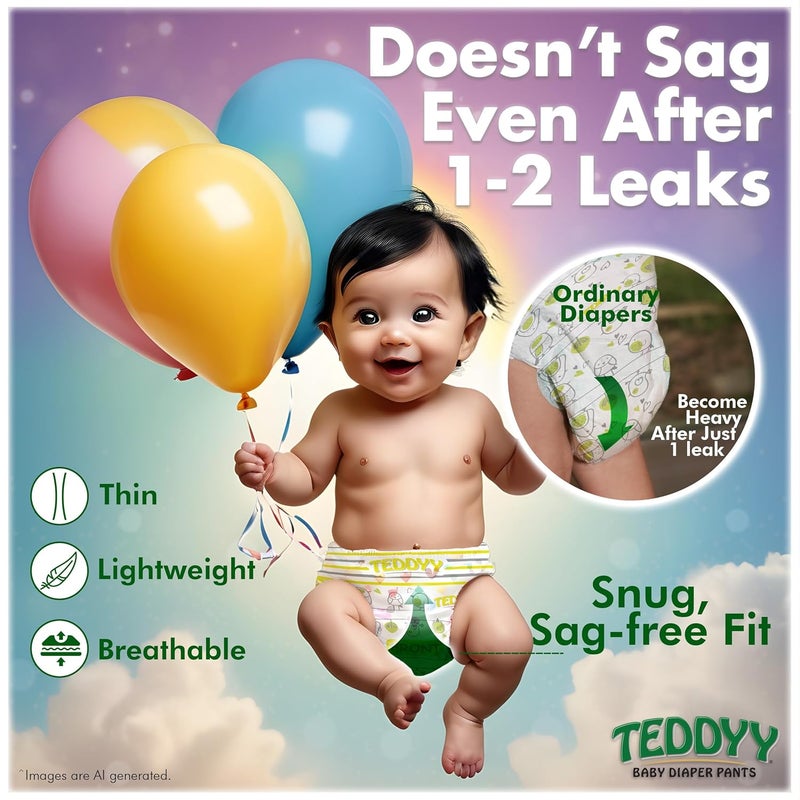 Teddyy حفاضات بيبي سهلة الاستخدام مقاس كبير جداً 54 قطعة (عبوة من 1)، 12-17 كجم، حماية من التسرب لمدة 10 ساعات، مضادة للبكتيريا - Image 2