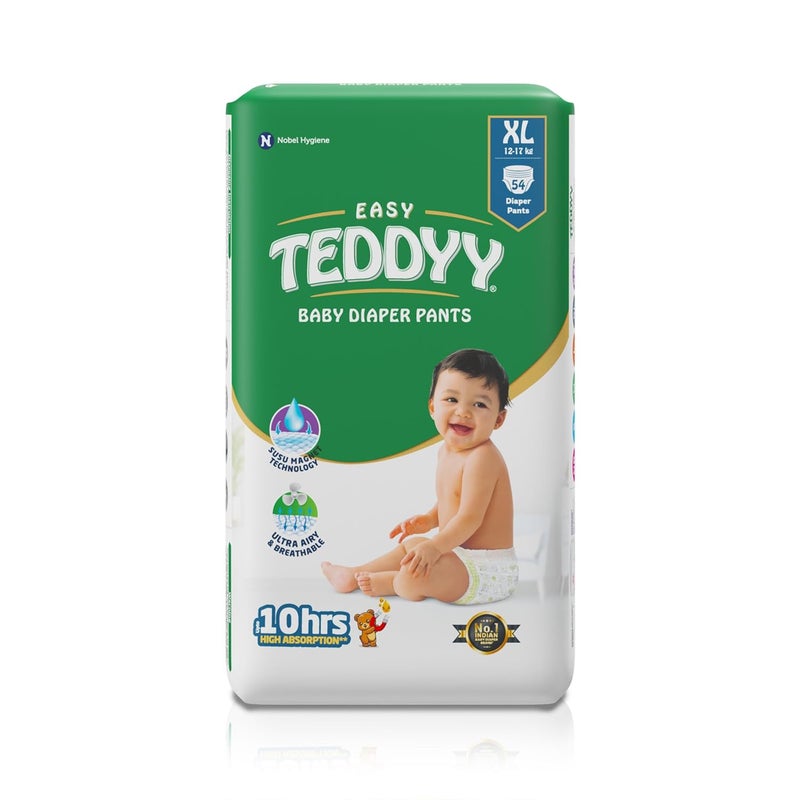 Teddyy حفاضات بيبي سهلة الاستخدام مقاس كبير جداً 54 قطعة (عبوة من 1)، 12-17 كجم، حماية من التسرب لمدة 10 ساعات، مضادة للبكتيريا - Image 1