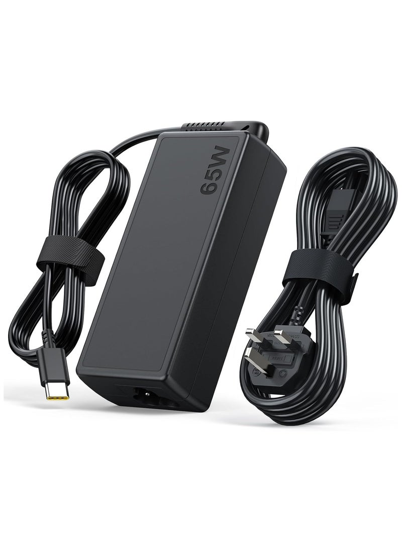 FIRST PRO 65W USB C Power adapter compatible With Lenovo Think Pad Yoga, HP chrome book, Dell XPS, ASUS, Acer, HUAWEI, Xiaomi, Samsung and more Type C Devices PD wall Laptop Power supply Type C Charger  - Image 1