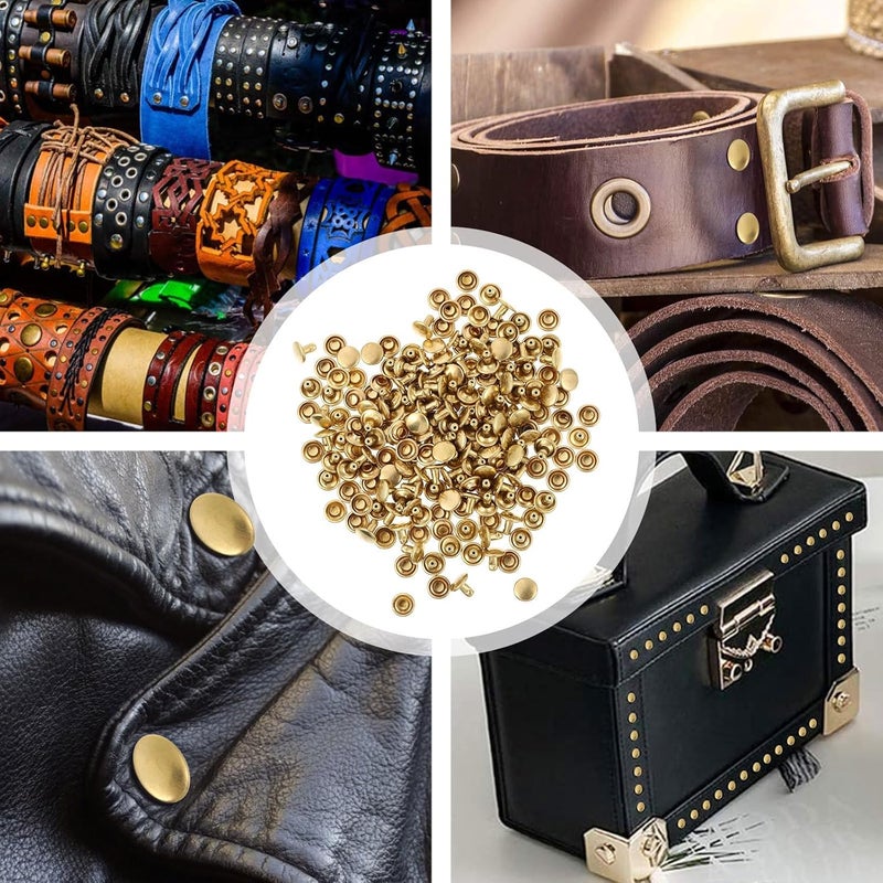 Healifty 100pcs DIY Leather Handbag Rivets Double Cap Rivets 8mm Copper Studs for Purse Crafting and Bag Repair - Image 5