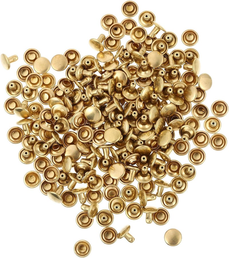 Healifty 100pcs DIY Leather Handbag Rivets Double Cap Rivets 8mm Copper Studs for Purse Crafting and Bag Repair - Image 1