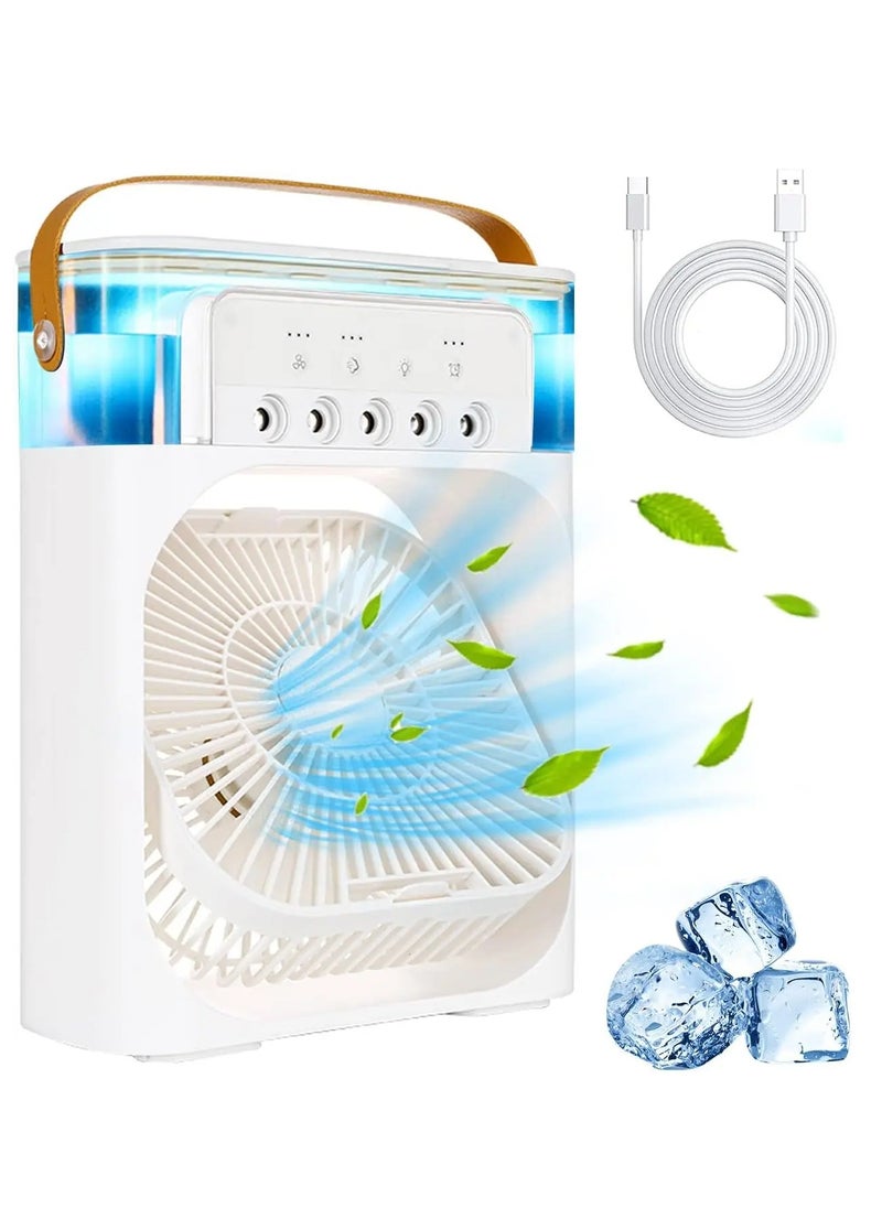 Personal Climate Control: Portable Mini Air Conditioner with 700ml Evaporative Cooling, 3-Speed Settings, USB Connectivity, and 7 LED Light Options for Customized Comfort